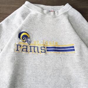 Vintage St Louis Rams NFL Crewneck Football Gray Logo Athletic Retro Size XL
